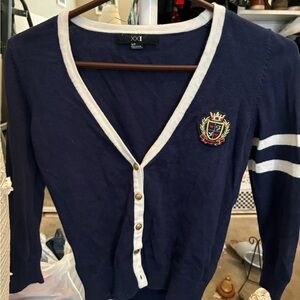 Very Small Size S/P Blue Long Sleeve Cartigan Women’s XXI V Neck Button Up Blue